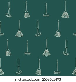 Outline Collection of Rake Vector Seamless Pattern illustration Design