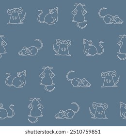 Outline Collection of Rat Vector Seamless Pattern illustration for Print, Wallpaper, Decoration.