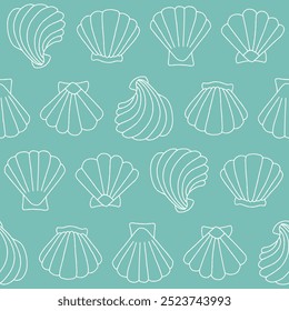 Outline Collection of Scallop Vector Seamless Pattern illustration for Print, Wallpaper, Decoration.