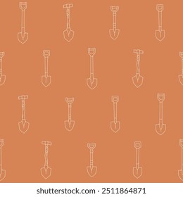 Outline Collection of Shovel Vector Seamless Pattern illustration for Print, Wallpaper, Decoration.