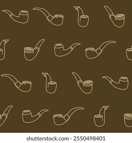 Outline Collection of Smoking Pipe Vector Seamless Pattern illustration Design