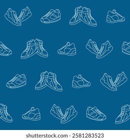 Outline Collection of Sneakers Vector Seamless Pattern illustration Design