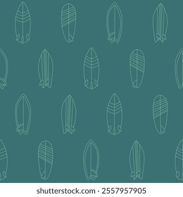 Outline Collection of Surfboard Vector Seamless Pattern illustration for Print, Wallpaper, Decoration.