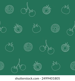 Outline Collection of Tomato Vector Seamless Pattern illustration for Print, Wallpaper, Decoration.