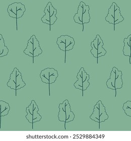 Outline Collection of Tree Vector Seamless Pattern illustration for Print, Wallpaper, Decoration.