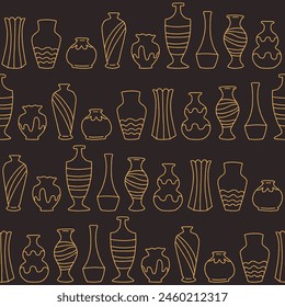 Outline Collection of Vases Seamless Pattern Vector illustration for Print, Wallpaper, Decoration.