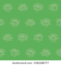 Outline Collection of Water Lily Vector Seamless Pattern illustration Design