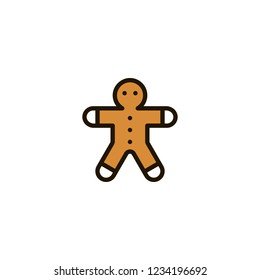 Outline color Christmas Gingerbread icon isolated on white background. Symbol of Happy New Year, Xmas holiday celebration, winter. Editable stroke. Vector illustration, eps10