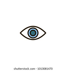 Outline color Human eye icon isolated on white background. Line Look pictogram. Vision symbol for website design, mobile application, logo, ui. Editable stroke. Vector illustration. Eps10.