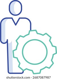 Ícone de ilustração de vetor de configurações Humanas do Contorno