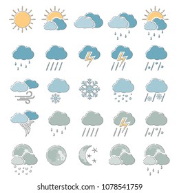 Outline Color Icons Weather Stock Vector (Royalty Free) 1078541759 ...