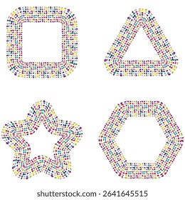 Outline color shapes. Abstract figure forms. White background pattern. Vector multicolor elements.