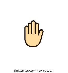 Outline color Stop hand icon isolated on white background, for website design, mobile application, ui. Editable stroke. Vector illustration, eps10.