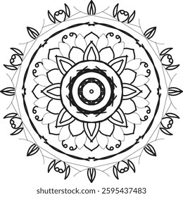 Outline for Coloring Book Page. Oriental vector. Coloring book line art vector illustration. Vector abstract pattern. Simple mandala design for coloring. creative design.