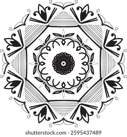 Outline for Coloring Book Page. Oriental vector. Coloring book line art vector illustration. Vector abstract pattern. Simple mandala design for coloring. creative design.