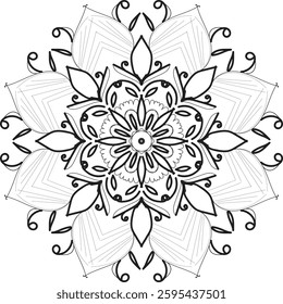 Outline for Coloring Book Page. Oriental vector. Coloring book line art vector illustration. Vector abstract pattern. Simple mandala design for coloring. creative design.
