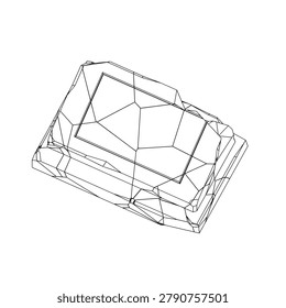 Outline for Coloring of Broken Gravestone Tombstone with Cracks Isolated on White Background. Vector Illustration.