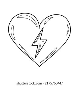 Outline coloring Heart lightning in the middle