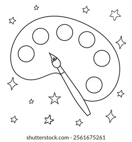 Outline coloring page for kids: Easter spring coloring page. Cute, black and white illustration for celebration