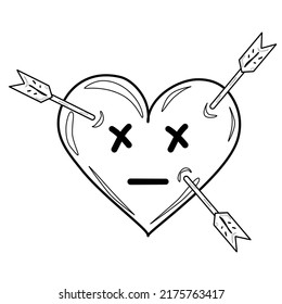 Outline coloring Shot by arrows heart