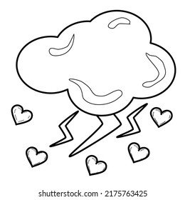 Outline coloring Thundercloud with hearts