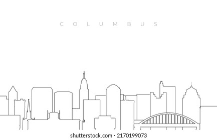 Outline Columbus skyline. Trendy template with Columbus city buildings and landmarks in line style. Stock vector design. 