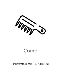 outline comb vector icon. isolated black simple line element illustration from beauty concept. editable vector stroke comb icon on white background