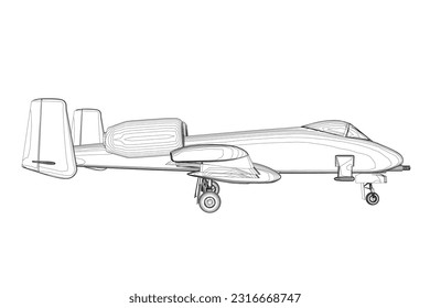 Esquema Aeronaves de combate aisladas en un fondo blanco. Aeronaves de combate modernas. Imagen estilizada de un avión de combate sobre un fondo blanco. Imagen vectorial para impresiones, afiches e ilustraciones.