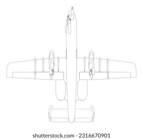 Esquema Aeronaves de combate aisladas en un fondo blanco. Aeronaves de combate modernas. Imagen estilizada de un avión de combate sobre un fondo blanco. Imagen vectorial para impresiones, afiches e ilustraciones.