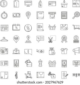 Outline Commerce and business flat icon collection set