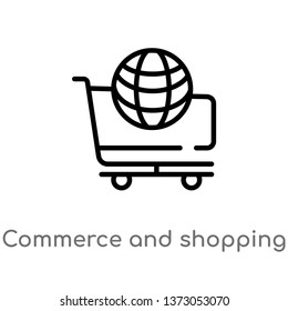 outline commerce and shopping vector icon. isolated black simple line element illustration from commerce concept. editable vector stroke commerce and shopping icon on white background