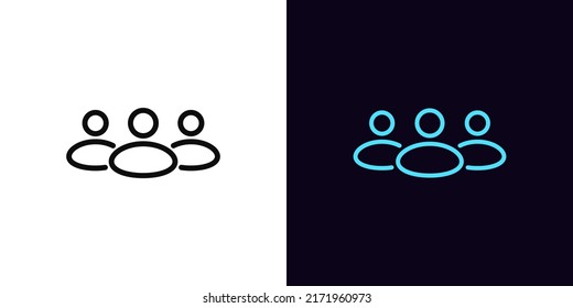 Umreißen Sie das Community-Symbol mit bearbeitbarem Strich. Teamarbeit und Zusammenarbeit, Piktogramm für soziale Gruppen. Business Club und Gemeinschaft, Menschen, Teamwork und Partnerschaft, Unternehmen. Vektorsymbol für Animation