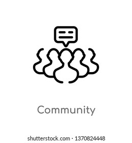 outline community vector icon. isolated black simple line element illustration from blogger and influencer concept. editable vector stroke community icon on white background