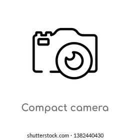 outline compact camera vector icon. isolated black simple line element illustration from electronic stuff fill concept. editable vector stroke compact camera icon on white background