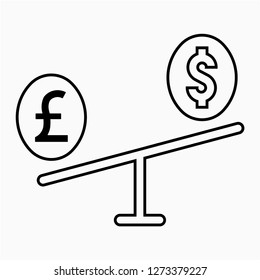 Outline compare dollar and sterling pixel perfect vector icon