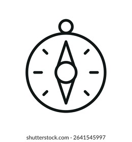 Outline compass icon, ideal for apps, wayfinding tools, and modern exploration themes.