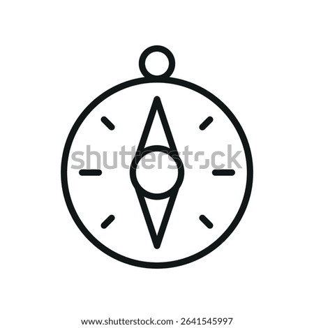 Outline compass icon, ideal for apps, wayfinding tools, and modern exploration themes.