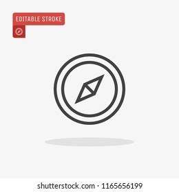 Outline Compass icon isolated on grey background. Line Navigation symbol for website design, mobile application, ui. Editable stroke. Vector illustration, eps10.