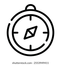 An outline compass icon, a symbol of navigation and adventure with a minimalistic design.
