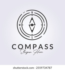 outline compass logo vector illustration design, simple minimal compass line logo design