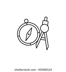 Outline Compass and Protractor Icon