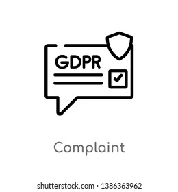 outline complaint vector icon. isolated black simple line element illustration from gdpr concept. editable vector stroke complaint icon on white background