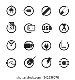 Outline computer icons. Buttons for web and mobile. Vector line flat.