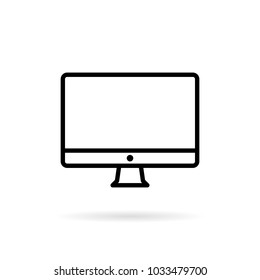 Outline computer monitor icon. pc symbol isolated on white background. Vector illustration.