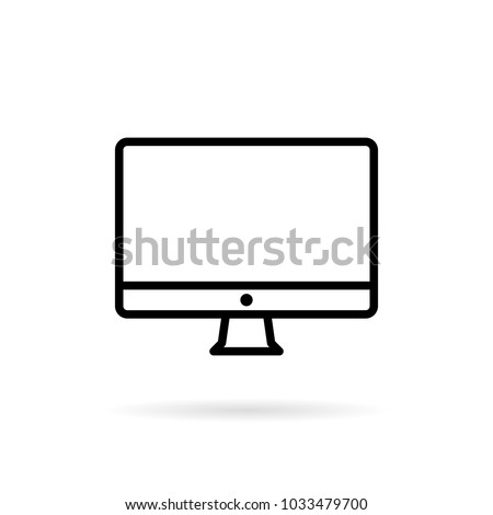 Outline computer monitor icon. pc symbol isolated on white background. Vector illustration.