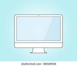 Outline computer monitor. Isolated. Vector illustration.