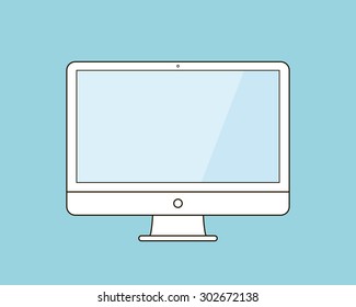 Outline Computer Monitor. Isolated. Vector Illustration.