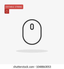 Outline computer mouse icon isolated on grey background, for website design, mobile application, ui. Editable stroke. Vector illustration, eps10.