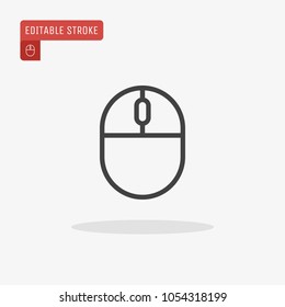 Outline computer mouse icon isolated on grey background, for website design, mobile application, ui. Editable stroke. Vector illustration, eps10.