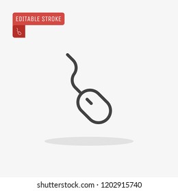 Outline computer mouse icon isolated on grey background, for website design, mobile application, ui. Editable stroke. Vector illustration, eps10.